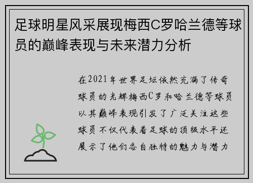 足球明星风采展现梅西C罗哈兰德等球员的巅峰表现与未来潜力分析